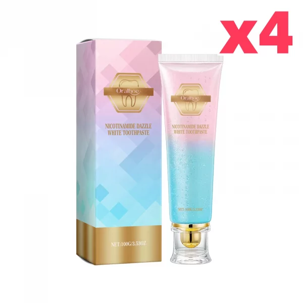 Dentifrice blanchissant à la niacinamide, élimine les taches dentaires, prévient la mauvaise haleine, nettoie la bouche, rafraîchit et réduit la plaque dentaire.