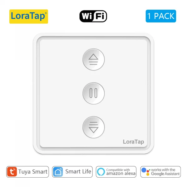 LoraTap Tuya Smart Life Roller Shutter Curtain Pushbutton Switch Remote Control via Google Assistant Alexa