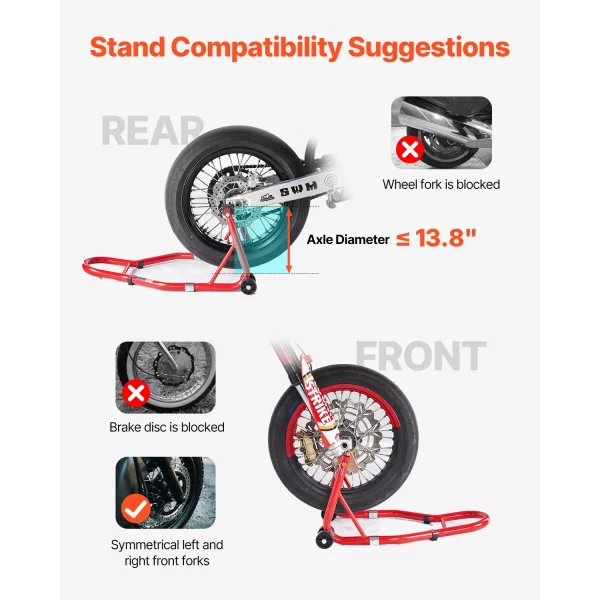 SucceBuy Motorcycle Stand Lift 850lbs Front Rear Combo Stand Lift Front Wheel Dual-Fork Stand Rear U+L Fork Swingarm Spool Stand