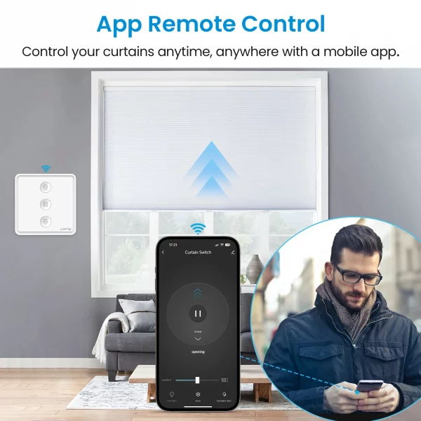 LoraTap Tuya Smart Life Roller Shutter Curtain Pushbutton Switch Remote Control via Google Assistant Alexa