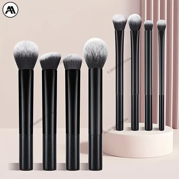 8-Piece Long Tube Makeup Brush Set - Multi-Color Ultra Soft Powder Blush Eyeshadow Brushes for Beginners