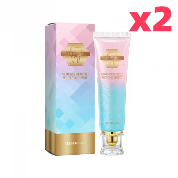 Dentifrice blanchissant à la niacinamide, élimine les taches dentaires, prévient la mauvaise haleine, nettoie la bouche, rafraîchit et réduit la plaque dentaire.