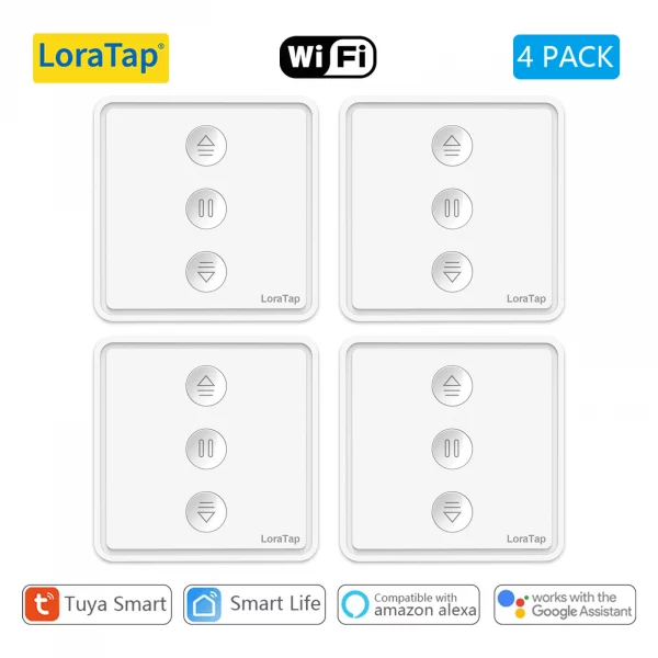 LoraTap Tuya Smart Life Roller Shutter Curtain Pushbutton Switch Remote Control via Google Assistant Alexa