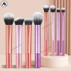 8-Piece Long Tube Makeup Brush Set - Multi-Color Ultra Soft Powder Blush Eyeshadow Brushes for Beginners