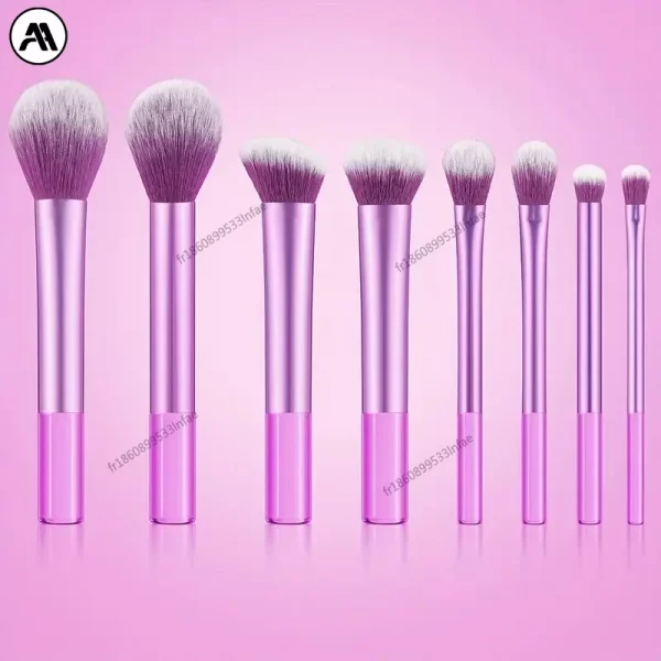 8-Piece Long Tube Makeup Brush Set - Multi-Color Ultra Soft Powder Blush Eyeshadow Brushes for Beginners