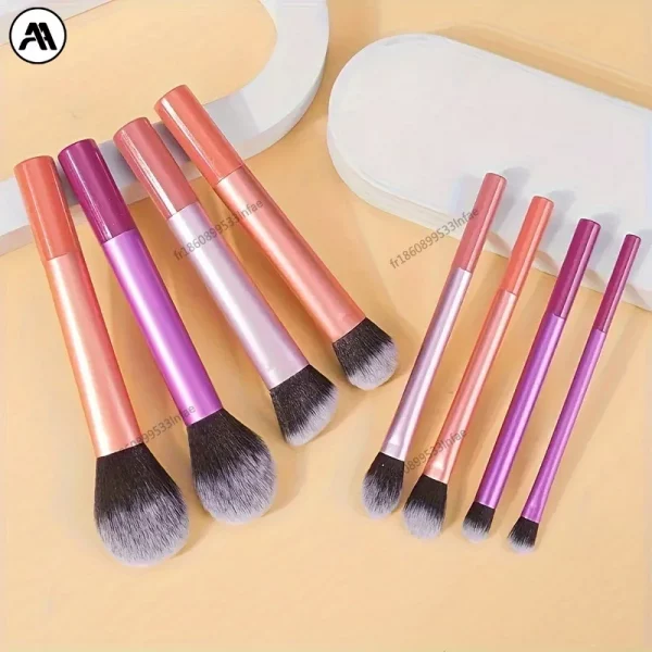 8-Piece Long Tube Makeup Brush Set - Multi-Color Ultra Soft Powder Blush Eyeshadow Brushes for Beginners