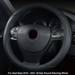 Car Steering Wheel Cover For Seat Ibiza 2010 - 2012 2013 2014 2015 2016 2017 2018 2019 2020 2021 M Size Round Steering Wheel