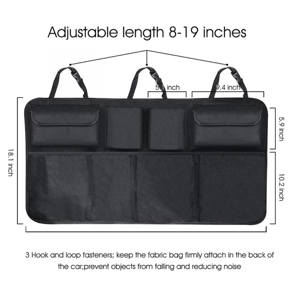 Car Trunk Organizer Adjustable Backseat Storage Bag Net High Capacity Multi-use Oxford Automobile Seat Back Organizers Universal
