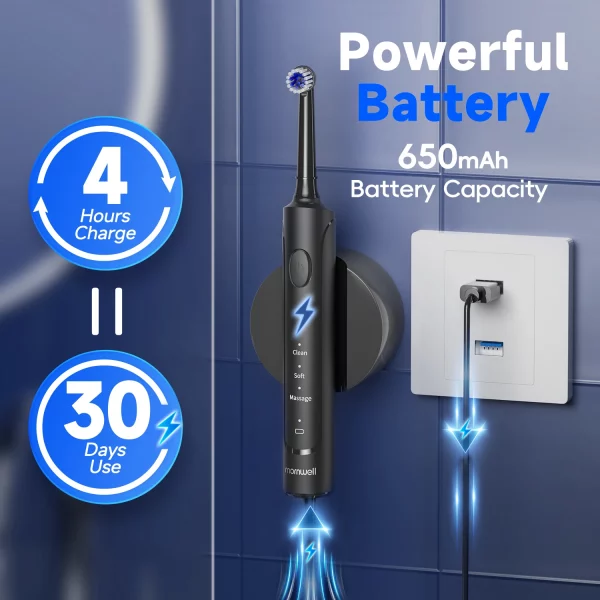 S01adf6d4942e4eabaefdd08b089bbe75g.webp Electric Toothbrush for Adults Rechargeable T37 Sonic Toothbrush with 3 Modes IPX7 Waterproof 40,000 VPM Motor With 4 Brush Head