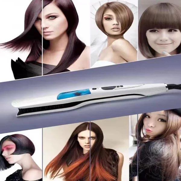 Steam Hair Straightener Brush Anti-scald Negative Ion Hair Care Ceramic Wide Hair Curling Flat Plates Lcd Display Hot Comb