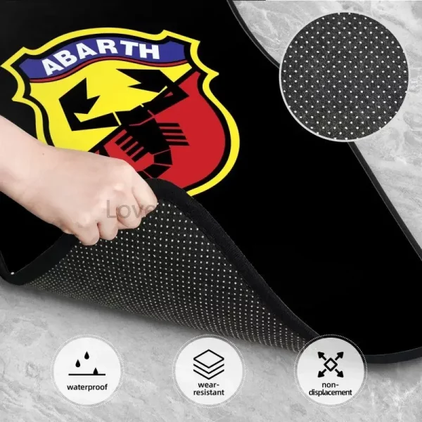 Custom Abarth C Cool Car Floor Mats of 4 Pieces Auto Front and Rear Foot Mats Universal Carpets with Non Slip Rubber Backing