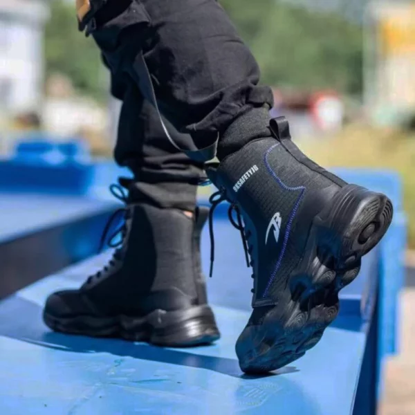 Motorcycle Boots Men Motorbike Riding Boots Four Seasons Motorcycle Shoes Men Work Safety Shoes Waterproof Botas Moto Black