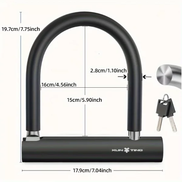 XUNTING Bicycle U lock Anti-theft Heavy Duty Bike Locks Shackle Secyrity Locks Cycling Bike Accessory