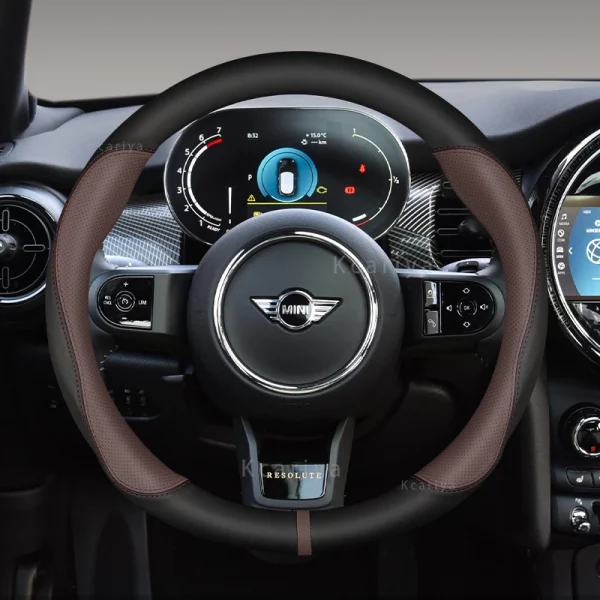 Car Steering Wheel Cover 38cm 15" Leather For MINI COOPER S JCW ONE F54 F55 F56 F60 R60 R61 Auto Accessories