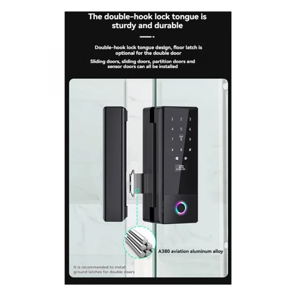 ELECT-Tuya Smart Home Fingerprint Lock With Biometric Access For Sliding Glass Doors Electronic Glass Door Lock