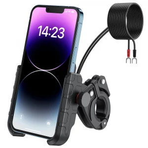 Motorcycle Phone Mount with  Charger USB C 20W Fast Charging Port Waterproof Motorcycle Cell Phone Holder Cradle