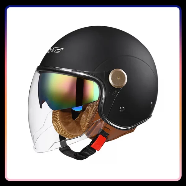 Retro Semi-open Motorcycle Helmets Men Women DOT ECE Open Face Helmets Daul Lens Cascos Para Motos 3/4 Open Half Helmet