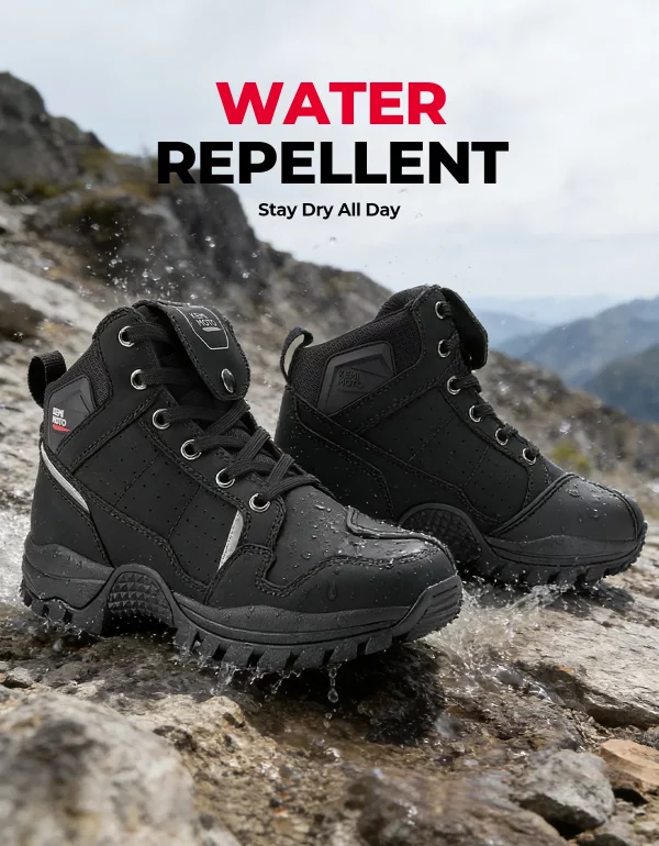 S09063a7687234ac090cd3b2e6abf26d8y.webp Waterproof Shoes Men for Motorcycle Riding Soft Comfortable Lining Breathable Ankle Protection Anti-Slip Camping Outdoor Boots