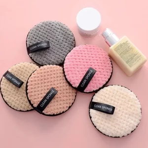 4-Piece Makeup Remover Microfiber Pads - Reusable Makeup Removing Towels, Gentle Cleansing Sponges for Face and Skin, Washable E