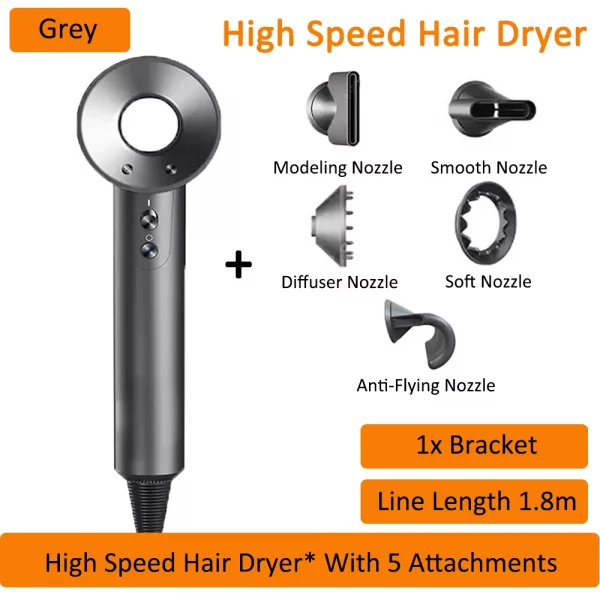 5 in 1 Super Hair Dryer Leafless Air Blower Electric lonic Diffuser Hairdryer Woman Professional 1.8M High Speed Hair Dryer