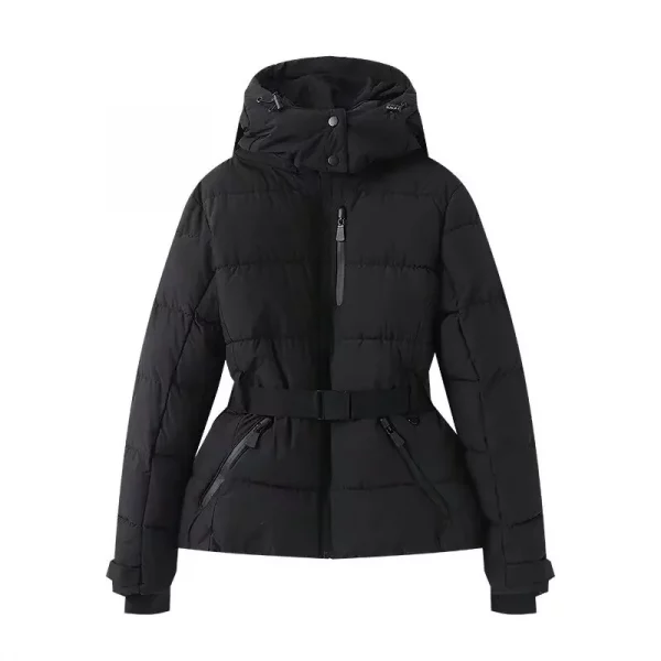 S0e96db7d252b49afb64322407c1d10c1J.webp Women's Winter Hooded High Waist Padded Sport Parkas Coats with Belt Female Elegant Thick Warm Pockets Windproof Skiing Jackets