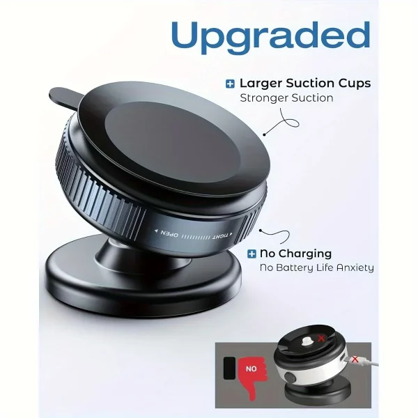 360° Adjustable Vacuum Magnetic Suction Cup Mobile Phone Holder Suitable for Car/Gym/Mirror/Smooth Surface Hands-free Suction