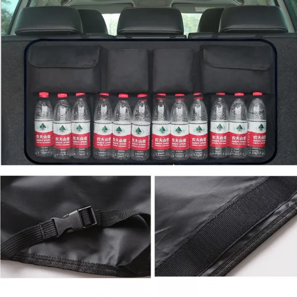 S110779d8a411411292a7182e093853c36.webp Car Trunk Organizer Adjustable Backseat Storage Bag Net High Capacity Multi-use Oxford Automobile Seat Back Organizers Universal