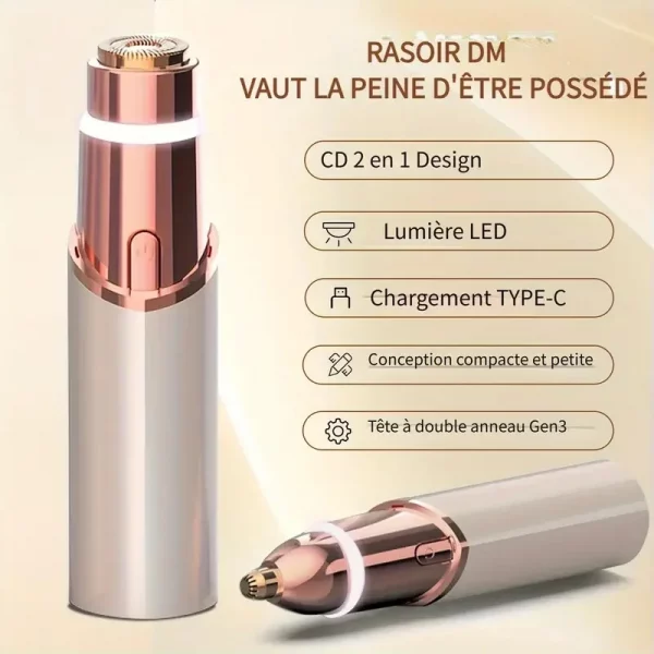 2-in-1 facial and eyebrow trimmer: a rechargeable painless facial eyebrow shaver for the face, lips, and body