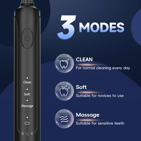S12333054201f4cdcbd46a5cfe7b0c55aW.webp Electric Toothbrush for Adults Rechargeable T37 Sonic Toothbrush with 3 Modes IPX7 Waterproof 40,000 VPM Motor With 4 Brush Head