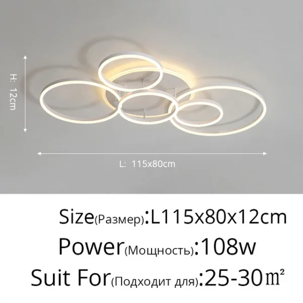Smart Home Modern Round Design LED Ceiling Chandelier For Living Room Restaurant Bedroom Circle Rings Lighting Fixture Luminaire