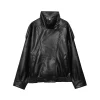 MUJER Faux Leather Women's Jacket Black Oversize Bomber Jackets for Women Outerwears Winter Overcoat Female Fashion Jacket Woman