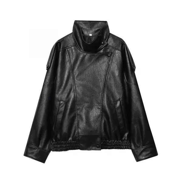 MUJER Faux Leather Women's Jacket Black Oversize Bomber Jackets for Women Outerwears Winter Overcoat Female Fashion Jacket Woman