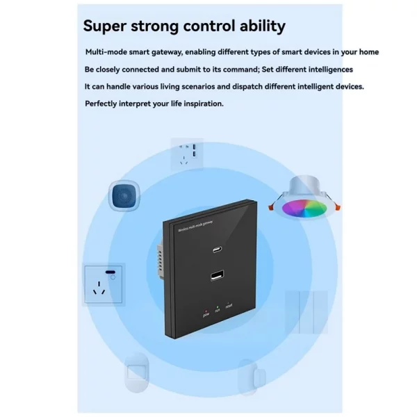 ABAC-Tuya Zigbee Multi-Mode Wall Gateway Hub For Smart Home, Wifi Bridge, Bluetooth Mesh, Smart Life Remote Control Works