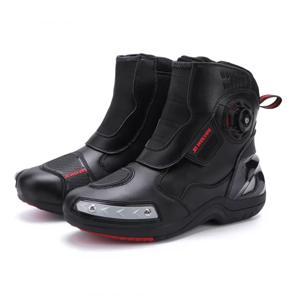 Motorcycle Boots Man Waterproof Studded Boots Hook and Loop Fasteners Wear-Resistant Motorcycle Shoes Anti-Slip Anti-Fall