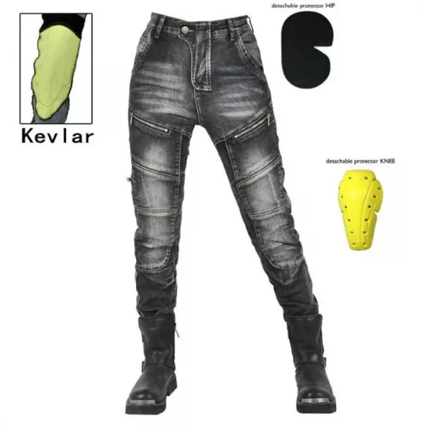 Womens zipper pants Motorcycle jeans Men's high elastic motorcycle riding rider pants Racing pants with protective
