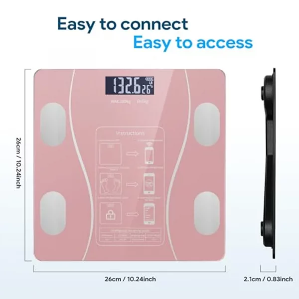 Intelligent, simple and practical Rechargeable mobile digital scale, connected to APP, displaying BMI, body fat and muscle mass