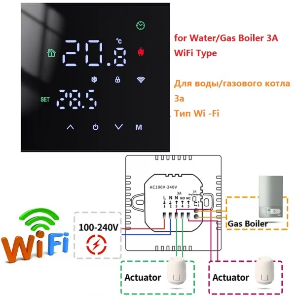 Smart Temperature Remote Controller M3H Tuya WiFi Thermostat 3A 16A LCD Display Touch Screen for Water/Electric Floor/Gas Boiler