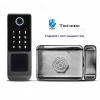 S186f3300ed804ba9b373d7c9520cc8e7q.webp Waterproof Outdoor Door Smart Rim Lock Digital WiFi Remote Fingerprint Electric Electronic Smart Door Lock with Tuya TTLock App