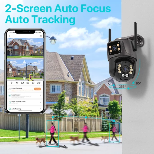 S1b9bad8685044fcb99339f1257b82443k.webp 4K 8MP HD Wifi PTZ Camera Outdoor 4MP Dual Lens Dual Screen AI Auto Tracking IP Camera CCTV Audio Video Surveillance P2P iCSee