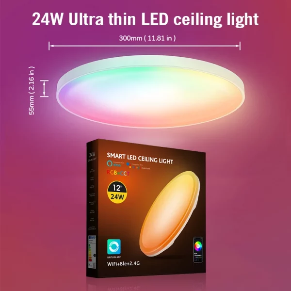 Smart Led Ceiling Light 24W Round Chandelier 30W Audio Music Play APP Bluetooth WIFI Ultra Thin Ceiling Lamp Indoor Lighting