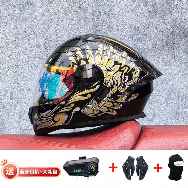 New Motorcycle Professional Racing Flip Up Helmet ABS Material Modular Dual Lens Bluetooth Helmets DOT  full face helmet