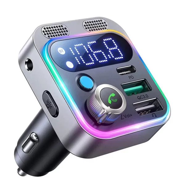 Bluetooth 5.3 FM Transmitter for Car Stronger Dual Mics Deep Bass Sound 48W PD&QC3.0 Car Charger Bluetooth Adapter