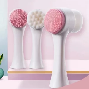 Silicone Facial Facial Cleansing Brush Manual Massage Facial Cleansing Brush Soft Bristles Silicone 3D Double-Sided Face Brushes