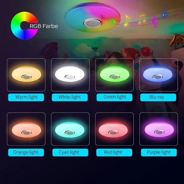 S1f8901ae58af42ba878b6362dafeac57S-1.webp RGB Smart Home LED Ceiling Light With Speakers For Music APP Remote Control Bluetooth Interior Decoration Bedroom Party