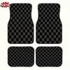 [Absorbent Car Floor Mats] 4pcs Universal Fit Car Floor Mats Set - Absorbent, Non-Slip, Washable Polyester Fiber - Checkered Pat