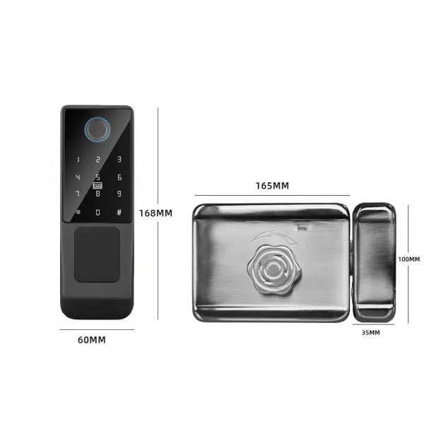 S23342ad199514380b10992bc5c91f53bG.webp Waterproof Outdoor Door Smart Rim Lock Digital WiFi Remote Fingerprint Electric Electronic Smart Door Lock with Tuya TTLock App