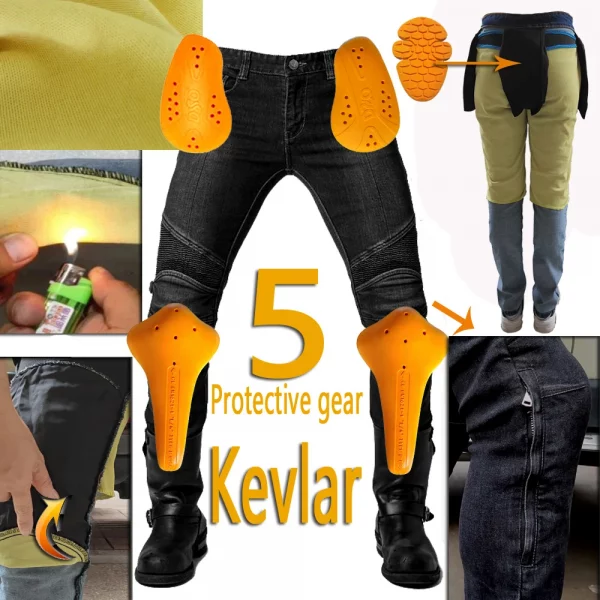 Kevlar Motorcycle Jeans Men Motocross Protective Pants Aramid Sports Racing Riding Gear Spring Autumn