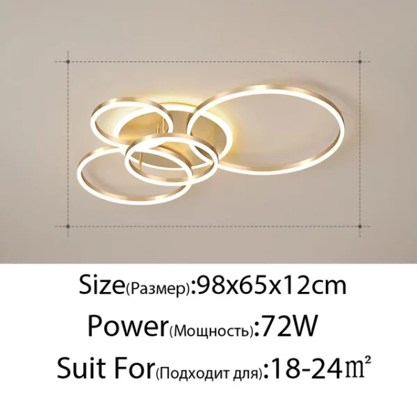 Smart Home Modern Round Design LED Ceiling Chandelier For Living Room Restaurant Bedroom Circle Rings Lighting Fixture Luminaire