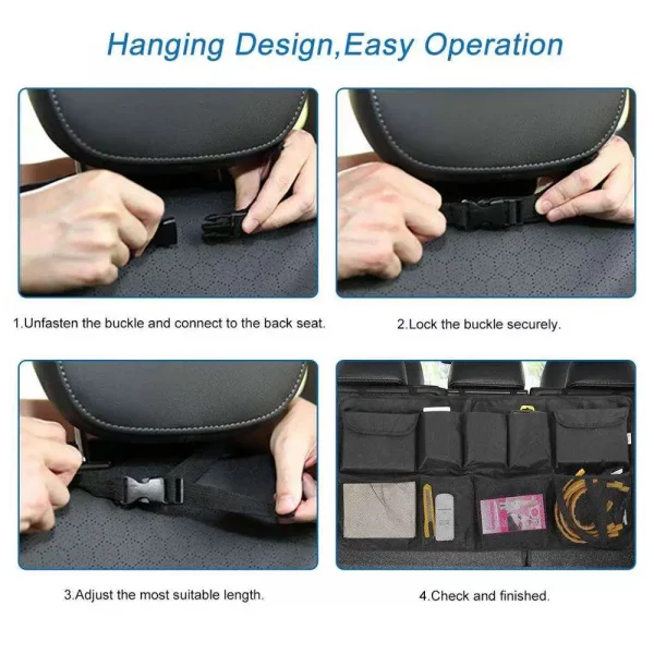 Car Trunk Organizer Adjustable Backseat Storage Bag Net High Capacity Multi-use Oxford Automobile Seat Back Organizers Universal