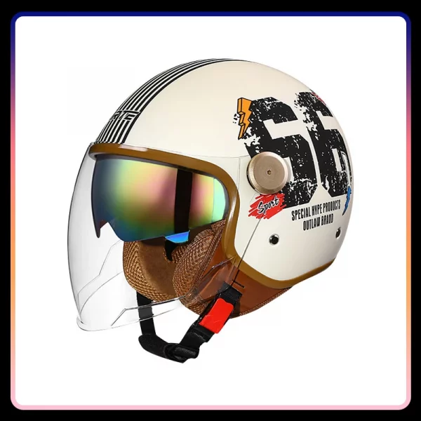 Retro Semi-open Motorcycle Helmets Men Women DOT ECE Open Face Helmets Daul Lens Cascos Para Motos 3/4 Open Half Helmet